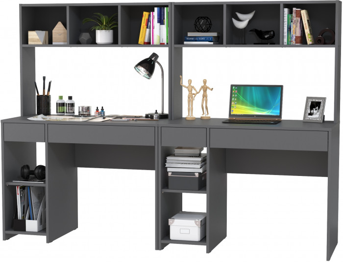 компьютерный стол Комфорт 12.77F + компьютерный стол Комфорт 12.77F, тёмно-серый