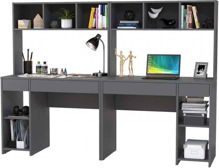 компьютерный стол Комфорт 12.77F + компьютерный стол Комфорт 12.77F, тёмно-серый