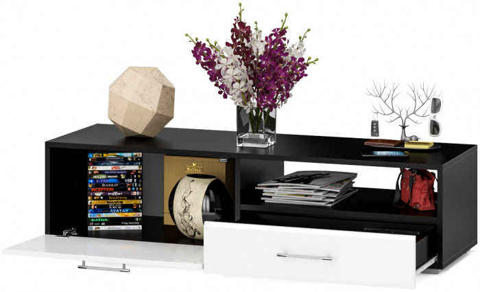 Тумба под ТВ Ларго 1,4, цвет корпус венге/фасады МДФ белый глянец, ШхГхВ 140х46х35 см., НЕ универсальная сборка