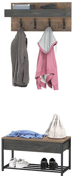 Трувор 13.241.03 Тумба для обуви + 15.04 Вешалка, дуб гранж песочный/интра