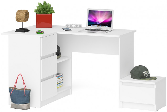 Мори компьютерный стол МС-16 левый + Тумба ТМП400.1, белый