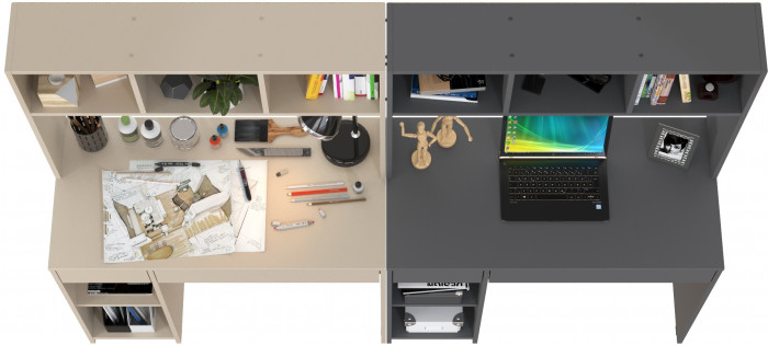 компьютерный стол Комфорт 12.77F +компьютерный стол Комфорт 12.77F, сатин/тёмно-серый