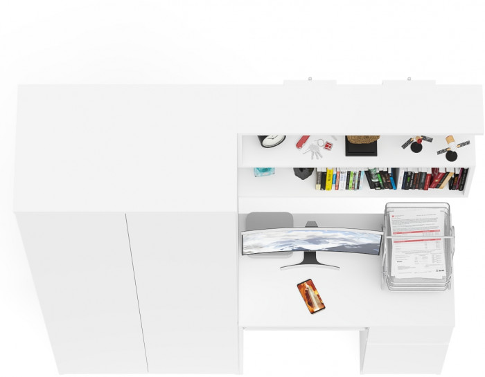 Мори компьютерный стол МС-1 правый + Шкаф МШ800.1 + Полка 900, белый
