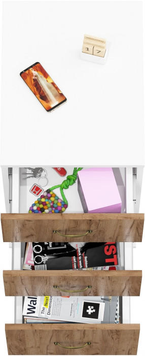 Лидер-8 Модуль Тумба МД 3.16, цвет белый шагрень/крафт золото, ШхГхВ 40х50х75 см., универсальная сборка (три выдвижных ящика)