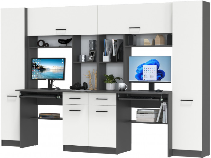 Два стола рабочих 6-0603Мграф/бел Альфа, графит/белый