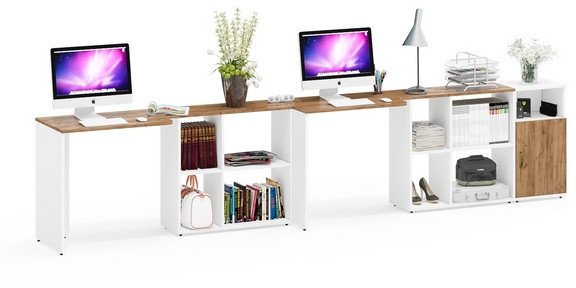 Лидер-8 Стол + Стол + Тумба МД 3.19, белый шагрень/крафт золото