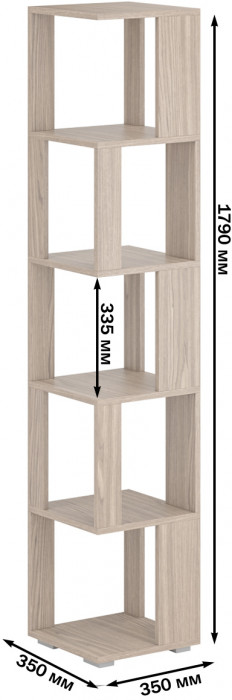 Стеллаж СВК, цвет ясень шимо светлый, ШхГхВ 35х35х179 см.