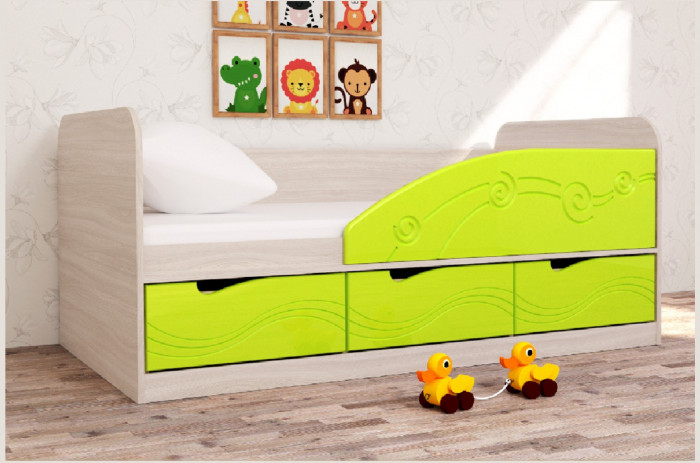 Кровать Бриз-4 80х160 Волна (Ирис/Белый/Левый)