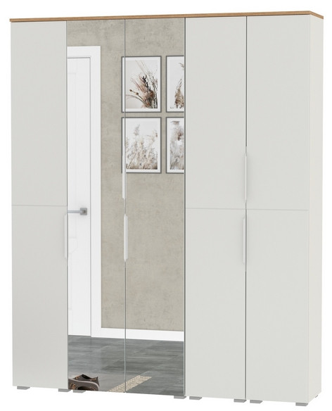 Октава Набор шкафов 02, белый шагрень/дуб крафт золотой/фасады МДФ белый шагрень