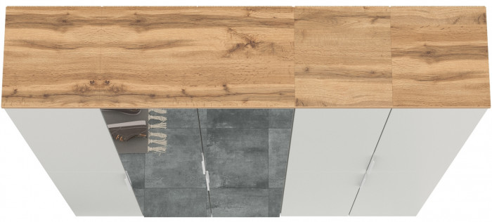 Октава Набор шкафов 02, белый шагрень/дуб крафт золотой/фасады МДФ белый шагрень