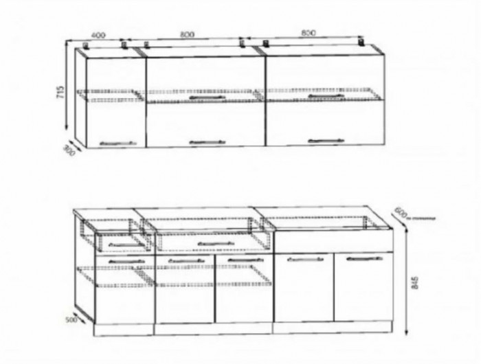 кухня Ника-1 белый/шагрень графит
