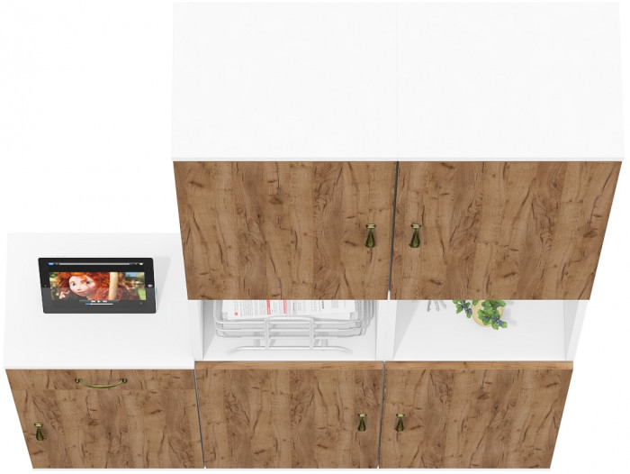 Лидер-8 Пенал + Пенал + Тумба МД 3.15, белый шагрень/крафт золото