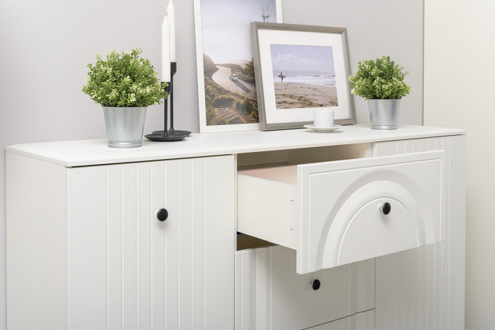 Валенсия Гостиная № 117, ЛДСП белый шагрень/МДФ белый шагрень