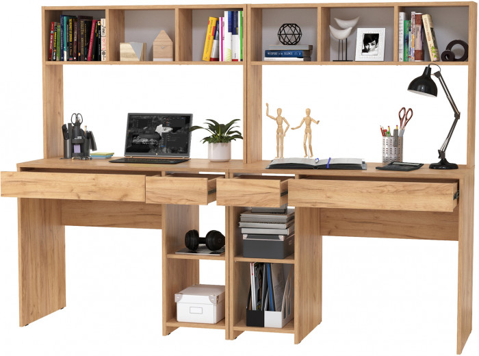 компьютерный стол Комфорт 12.77F + компьютерный стол Комфорт 12.77F, дуб крафт золотой