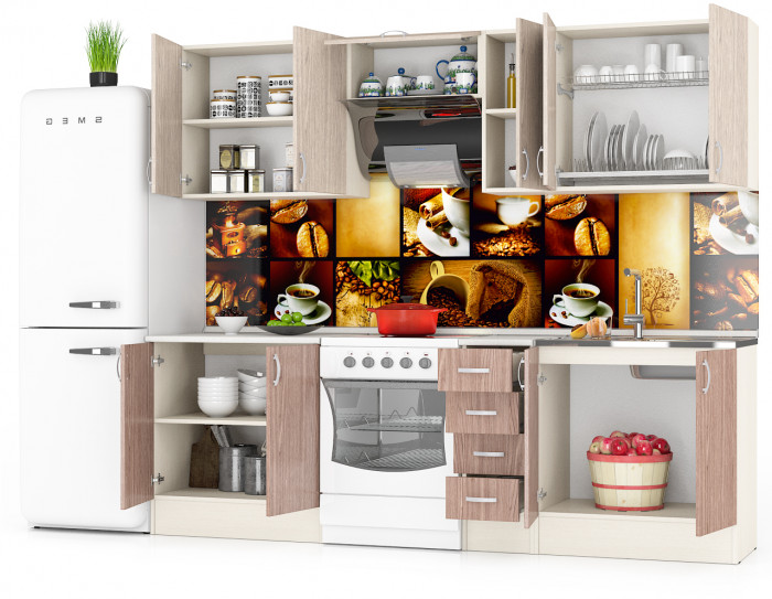 Кухня Мери 07 ШВ800+ШВ300+ШВв600+ШНМ800+ШН800+ШН4Я300+ШН800, дуб/ясень шимо светлый/тёмный