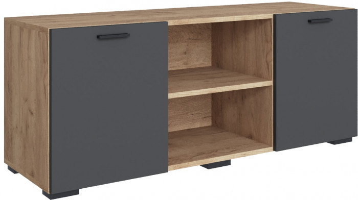 Тумба ТВ Дублин, Дуб крафт золотой/Графит серый