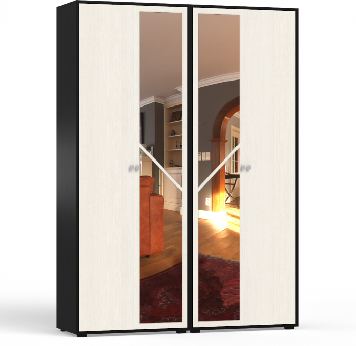 Камелия спальня № 8 Кровать с ящиками 1400 + Две тумбы + Шкаф 4-х створчатый, цвет венге/дуб лоредо, сп.м. 1400х2000 мм., б/м, основание есть