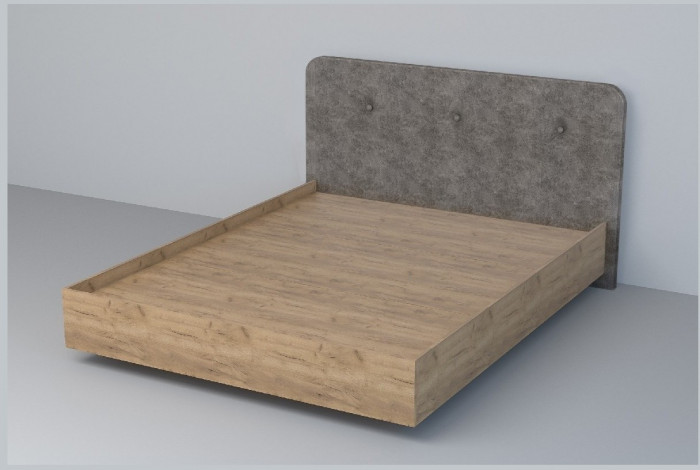 Кровать 1,6 арт.031 (Пуговицы) ЛН. (Бетон Светлый/К/з Белый Глянец)