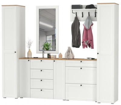 Остин Прихожая 58, белый шагрень/дуб крафт золотой