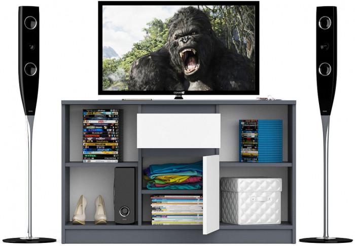 Мори Тумба ТВ МТВ1204.1, цвет графит/белый, ШхГхВ 120,4х41х73 см.