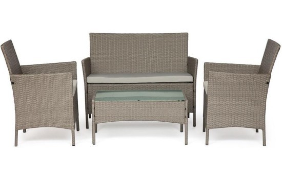 Лаундж сет (диван+2кресла+столик+подушки) (mod. 210013 А), серый, ткань: DB-11 светло-серый