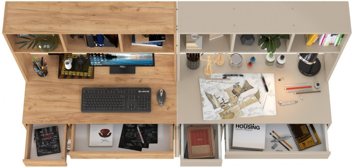 компьютерный стол Комфорт 12.77F + компьютерный стол Комфорт 12.77F, дуб крафт золотой/сатин