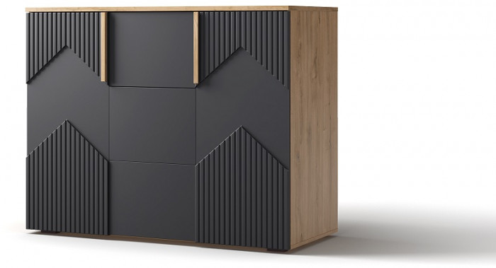 Модульная спальня "Оливия" - Дуб наварра/Шагрень черная