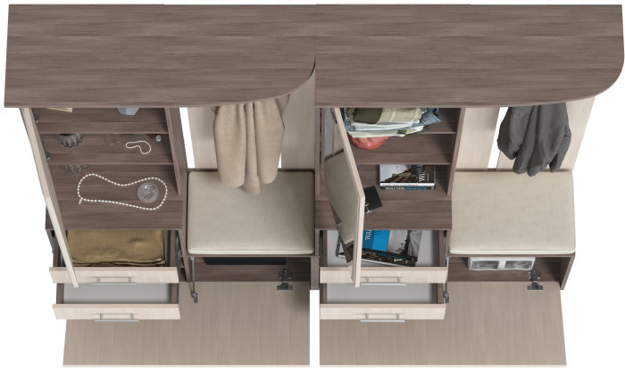 Два шкафа с вешалкой Домино 2-3431бод.тем/св, бодега тёмный/бодега светлый