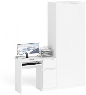 Мори компьютерный стол МС-1 правый + Шкаф МШ800.1, белый