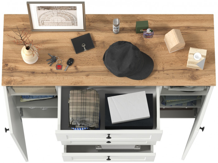 Остин 16.221 Комод, белый шагрень/дуб крафт золотой