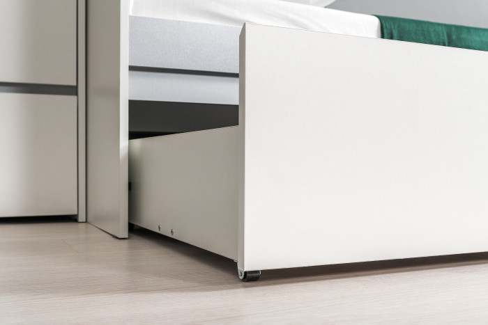 Торонто 11.39 Кровать + 13.333 Шкаф для одежды, белый шагрень/стальной серый