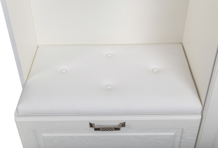 Ливерпуль Шкаф многоцелевого назначения 13.21 + карниз, ясень ваниль/белый