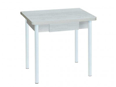 Эко 80х60 стол обеденный раскладной с ящиком / бетон белый/белый