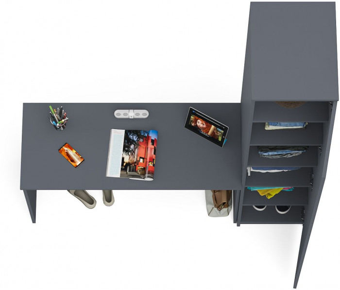 Мори письменный стол МСП1200.1 + Пенал МШ400.1, графит