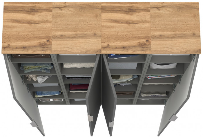 Октава Набор шкафов 45, серый графит/дуб крафт золотой/фасады МДФ серый графит