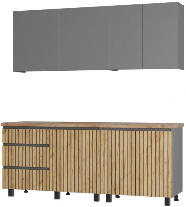 Кухня Шерлок 2,0м, Графит, Крафт