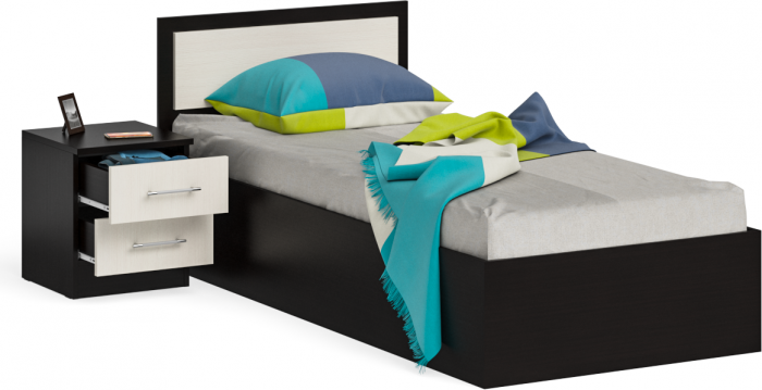 Фиеста Кровать 0900 + тумба, цвет венге/дуб лоредо, ШхГхВ 135х203,5х80 см., сп.м. 900х2000 мм., б/м, основание есть