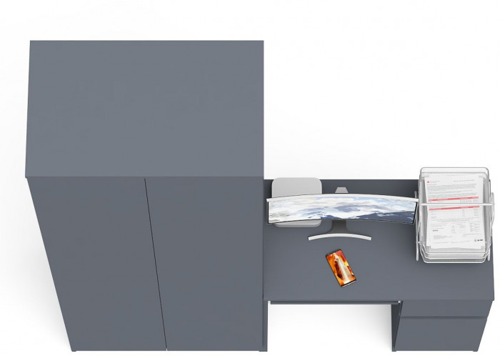 Мори компьютерный стол МС-1 правый + Шкаф МШ800.1, графит