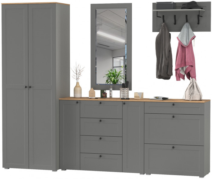 Остин Прихожая 59, серый графит/дуб крафт золотой