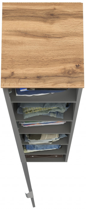 Октава 13.228 Шкаф-пенал, цвет серый графит/дуб крафт золотой/фасады МДФ серый графит, ШхГхВ 32,2х35,3х197,6 см., универсальная сборка