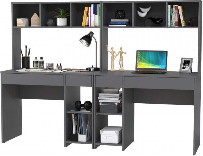 компьютерный стол Комфорт 12.77F + компьютерный стол Комфорт 12.77F, тёмно-серый
