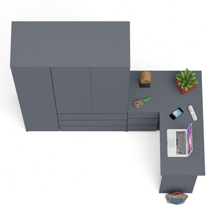 Мори компьютерный стол МС-16 левый + Шкаф МШ1200.1, графит