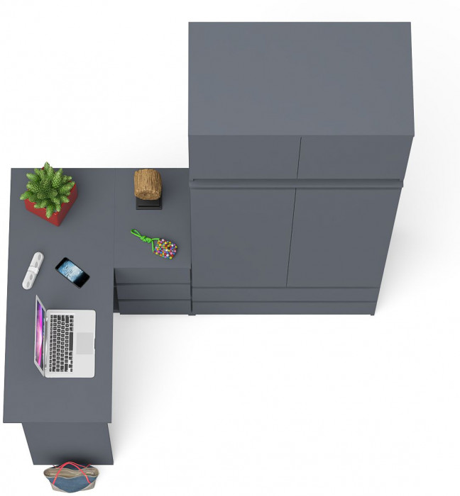 Мори компьютерный стол МС-16 правый + Шкаф МШ900.1 + Антресоль МА900.1, графит