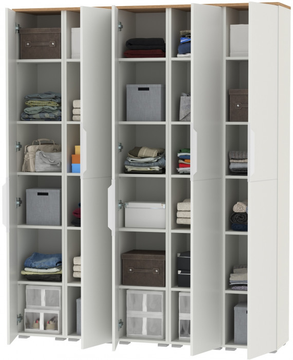 Октава Набор шкафов 46, белый шагрень/дуб крафт золотой/фасады МДФ белый шагрень