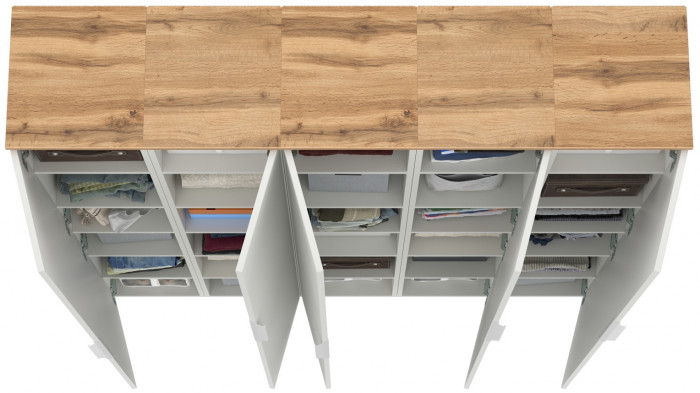 Октава Набор шкафов 46, белый шагрень/дуб крафт золотой/фасады МДФ белый шагрень