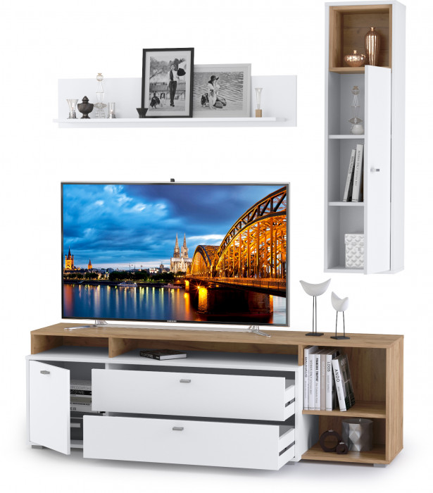 Бэль № 02, цвет дуб крафт золотой/белый премиум, ШхГхВ 171х43х180 см., НЕ универсальная сборка