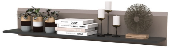 Сидней 16.486 Полка открытая, цвет антрацит/МДФ веллюто капучино, ШхГхВ 129,9х21,6х24 см.