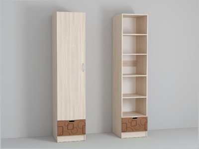 Бриз МДФ Пенал (Квадрат/Ясень шимо светлый/Шоколад)