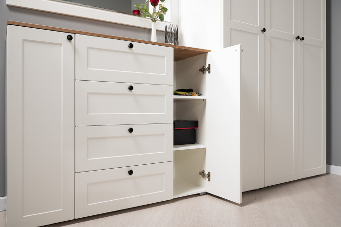 Остин Прихожая 60, белый шагрень/дуб крафт золотой