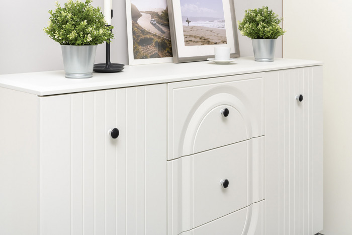 Валенсия Гостиная № 121, ЛДСП белый шагрень/МДФ белый шагрень